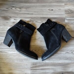 Paul Green Dallas Black Suede Booties Ankle Boots Size 3.5 US 6
